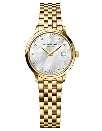 Raymond Weil Watches : 5988-P-97081 Quartz Mother of Pearl Diamond Dial Yellow Gold PVD Plating Stainless Steel Women Watch