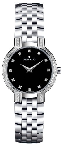 Movado Watches : 605586 Swiss Quartz Diamond and Stainless Steel Women Watch