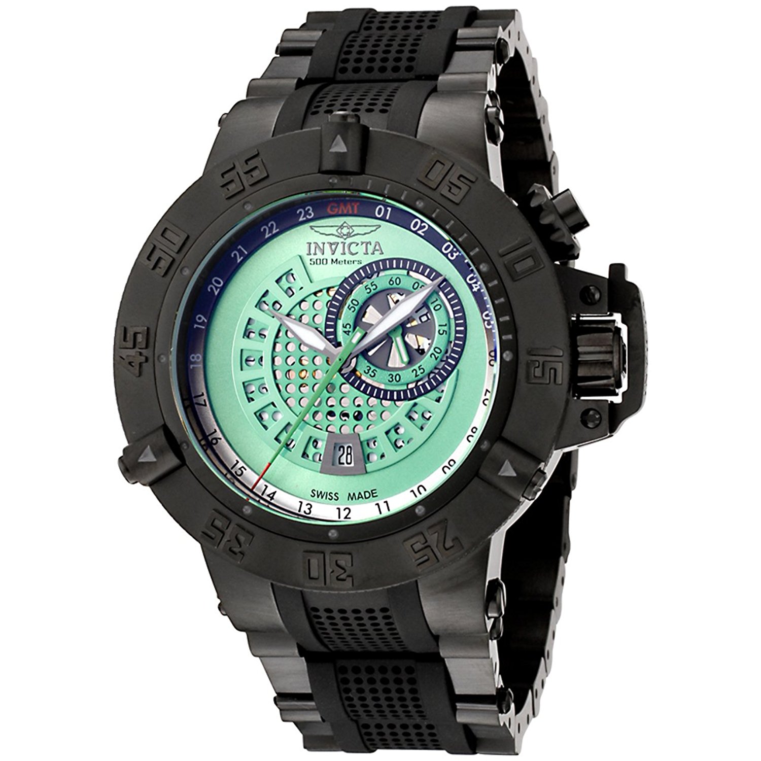 Invicta Watches : 6171 Green Dial Black-ion-plated-stainless-steel Band Men Watch