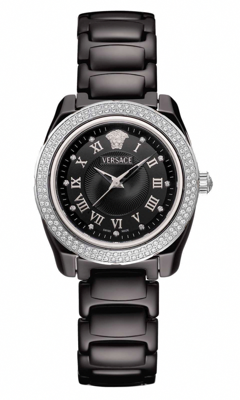 Versace Watches : 63QCS91D009SC09 Quartz Analog Black Dial Diamond Stainless Steel Bezel Ceramic Women Watch