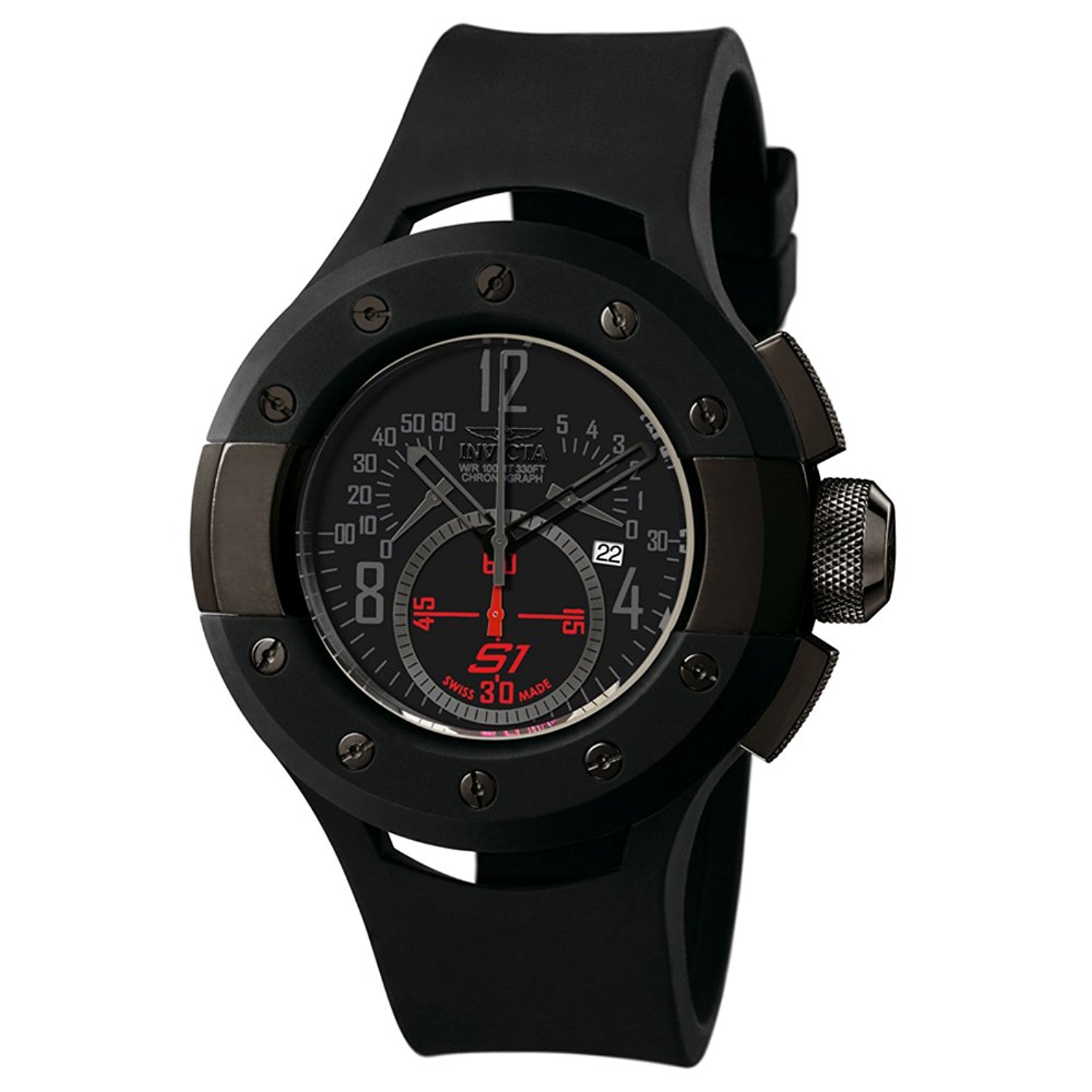 Invicta Watches : 6464 Black Dial Black-ion-plated-stainless-steel-and-rubber Band Men Watch
