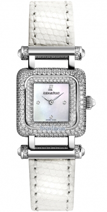 Audemars Piguet Watches : 67421BC.ZZ.A011LZ.01 Quartz 18kt White Gold Mother Of Pearl Dial White Lizard Leather Band Women Watch