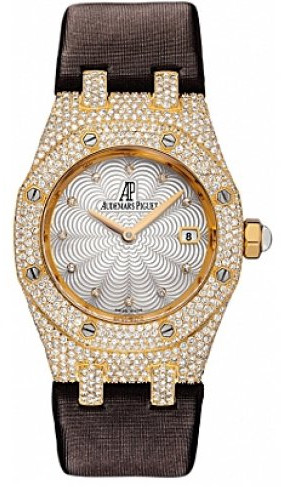 Audemars Piguet Watches : 67605BA.ZZ.D080SU.01 Quartz 18kt Yellow Gold Mother Of Pearl Dial Brown Satin Band Women Watch