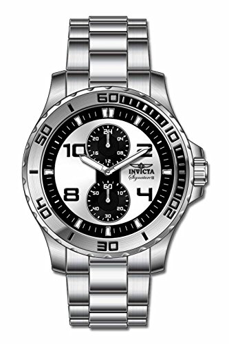 Invicta Watches : 7013 Silver And Black Dial Unidirectional Rotating Stainless Steel Band Men Watch