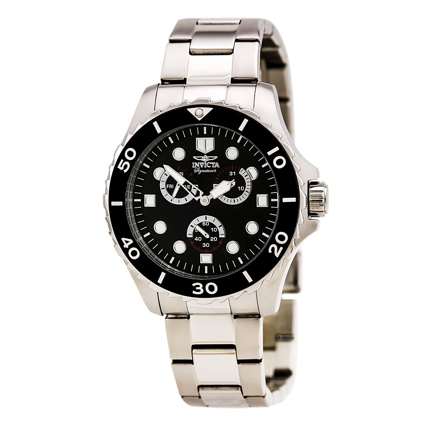 Invicta Watches : 7024 Black Dial Stainless Steel Band Men Watch
