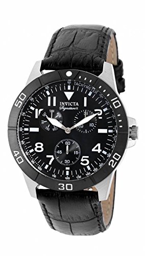 Invicta Watches : 7073 Black Dial Fixed Black Ion-plated Band Men Watch