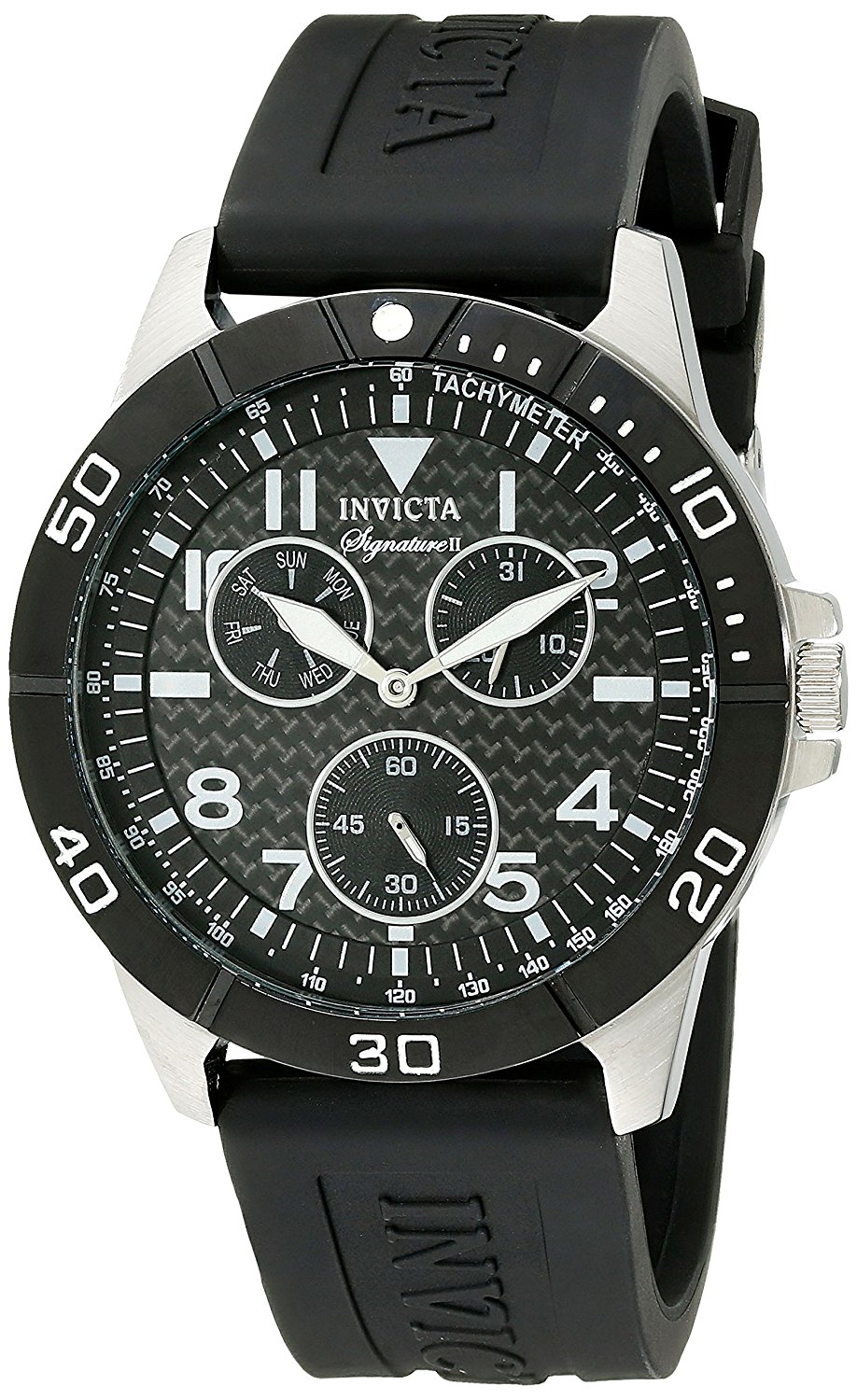 Invicta Watches : 7076 Black Dial Stainless Steel Band Men Watch