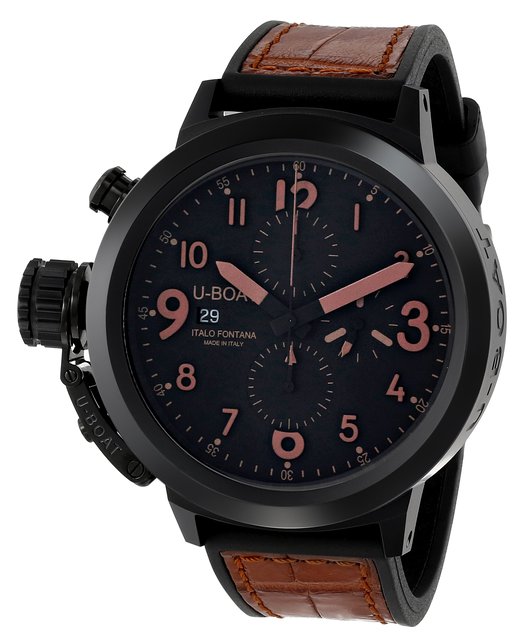 U-Boat Watches : 7094 Automatic Chronograph Date Black Ceramic Case Men Watch