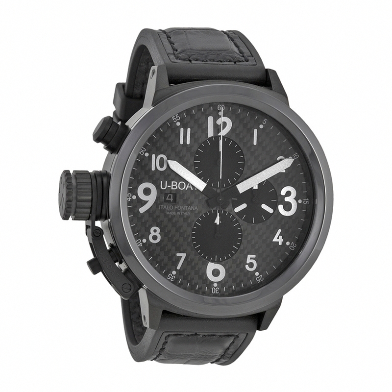 U-Boat Watches : 7118 Automatic Chronograph Carbon Fiber Dial Ceramic Bezel Men Watch
