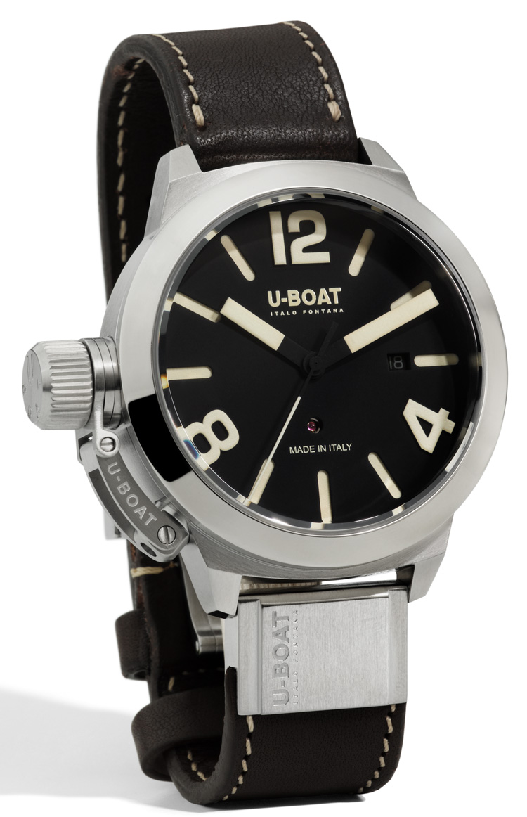 U-Boat Watches : 7127 Automatic Black Dial Date Dark Brown Leather Men Watch