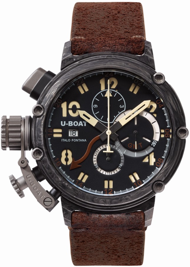 U-Boat Watches : 7177 Automatic Carbonio GMT Chronograph Limited Edition Men Watch