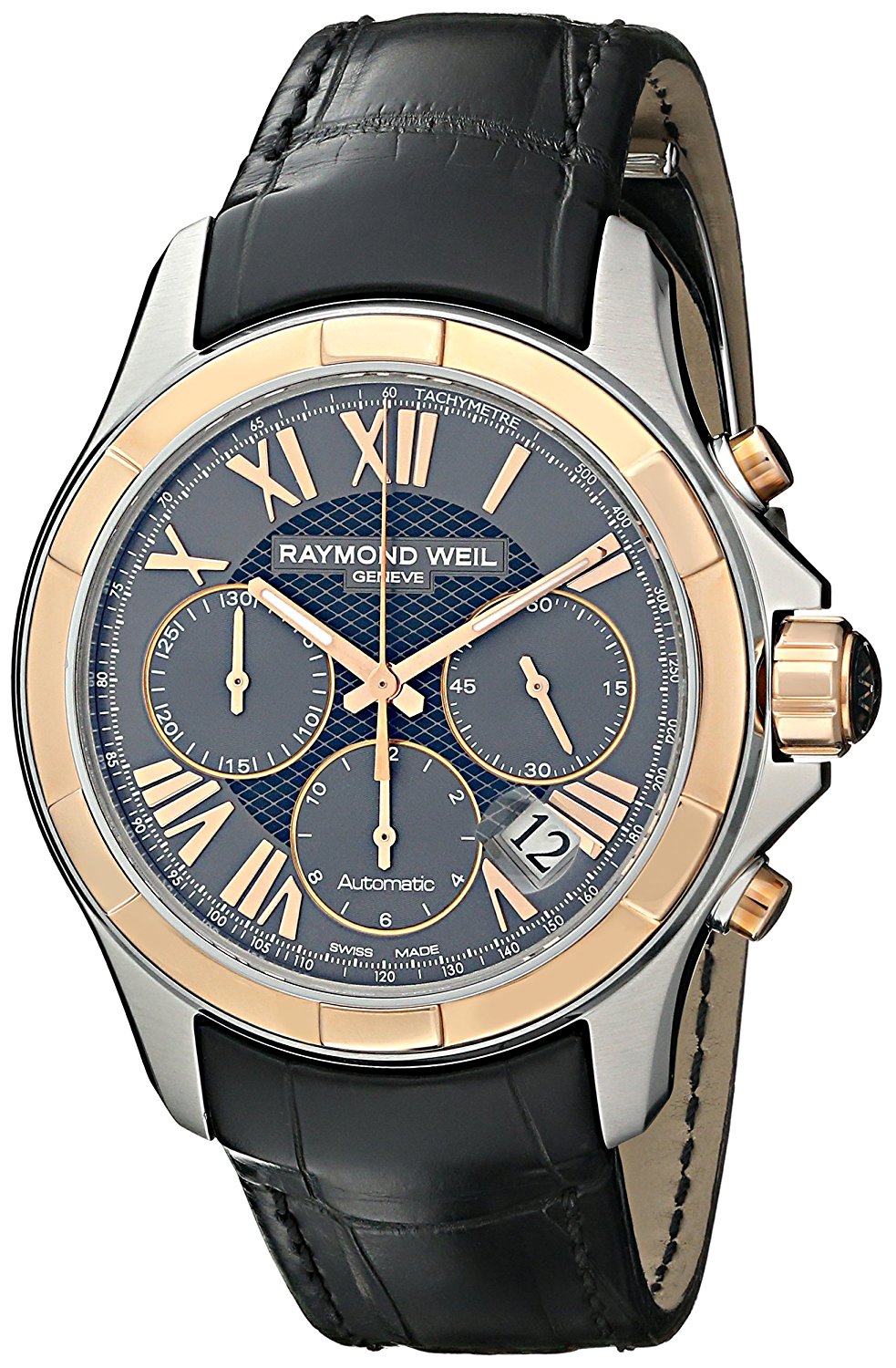 Raymond Weil Watches : 7260-SC5-00608 Automatic Chronograph Date Black Leather Men Watch