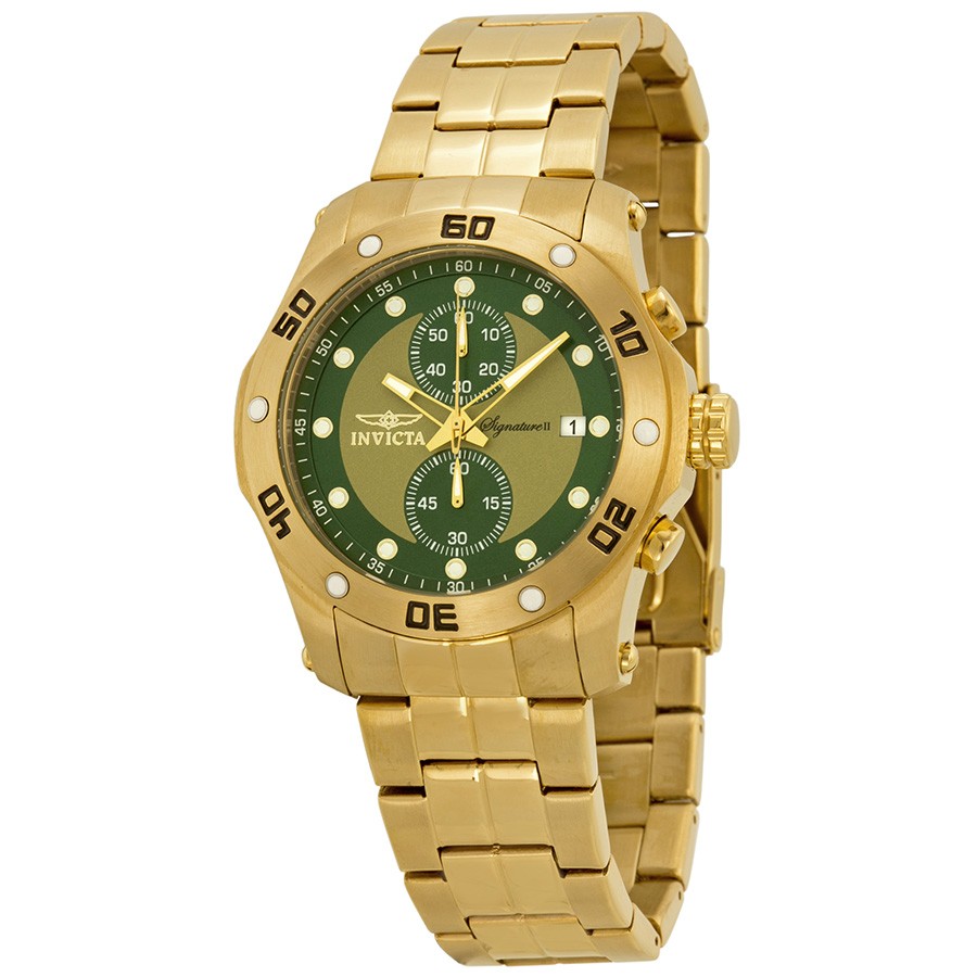 Invicta Watches : 7385 Green And Gold Quartz Men Watch