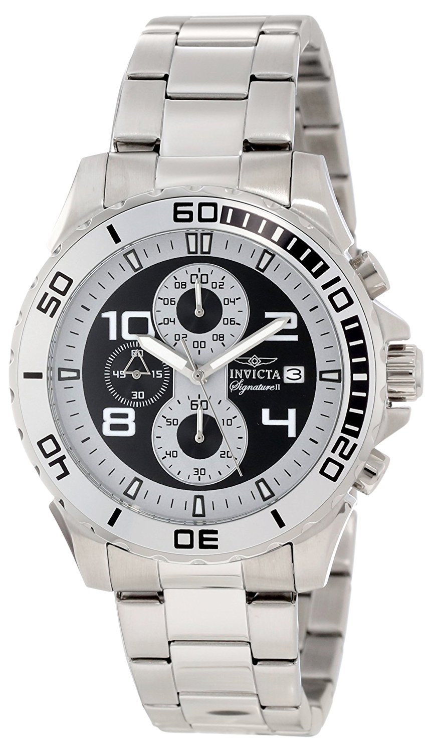 Invicta Watches : 7390 Black Dial Stainless Steel Men Watch