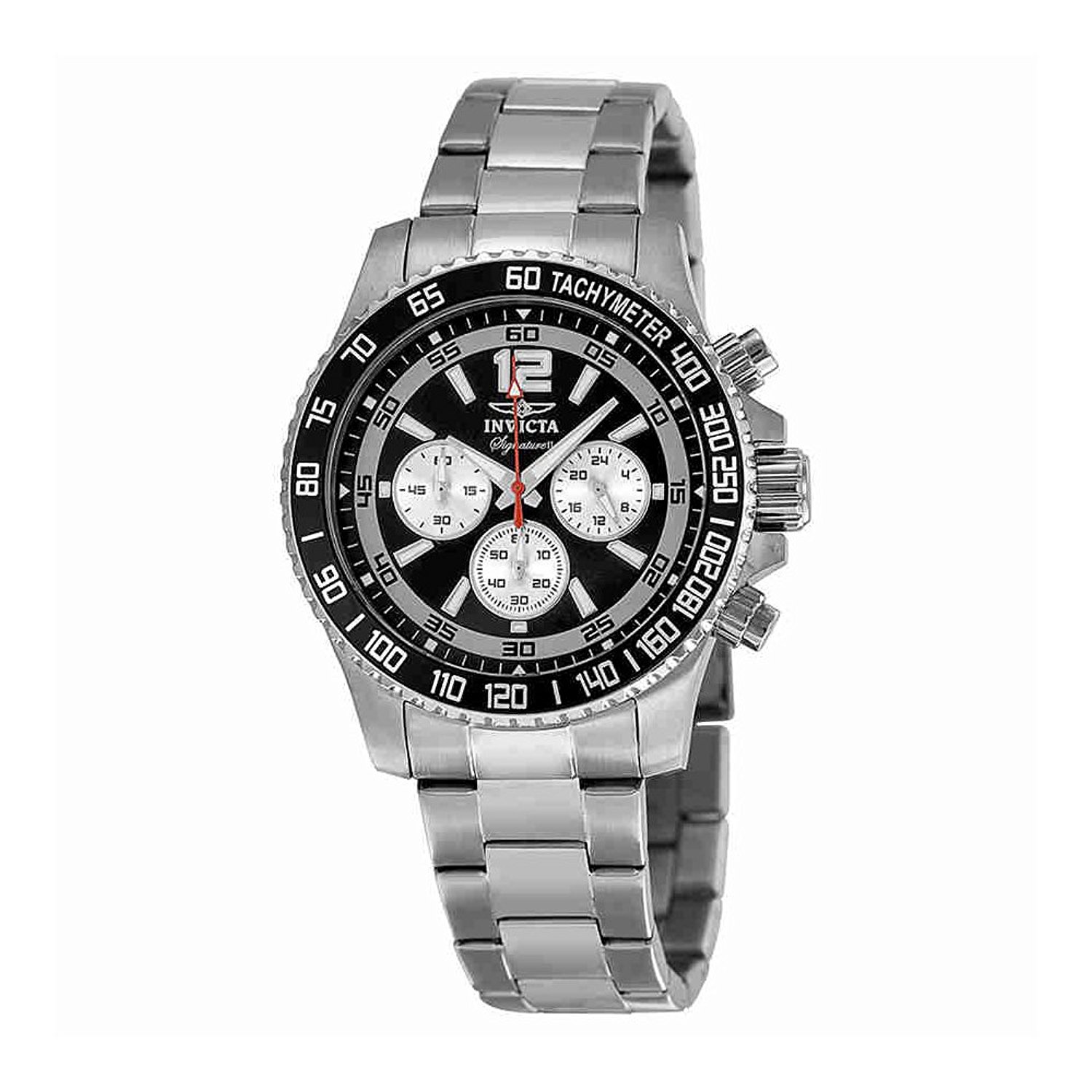 Invicta Watches : 7406 Black Dial Fixed Black Ion-plated With Tachymeter Band Men Watch