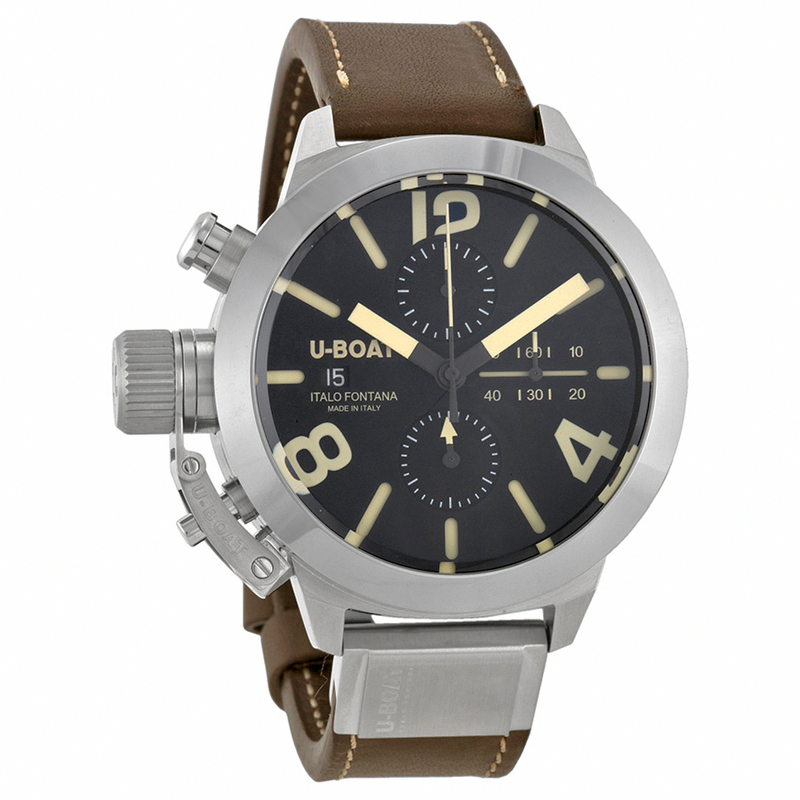 U-Boat Watches : 7430_u_boat Automatic Chronograph Date Dark Brown Leather 45mm Men Watch