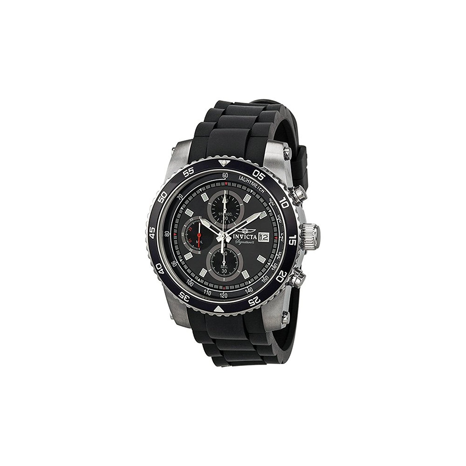 Invicta Watches : 7452 Black Dial Uni-directional Rotating Black Pvd Band Men Watch
