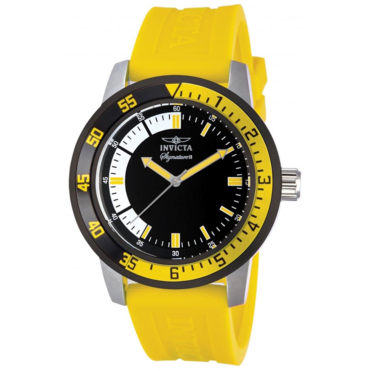 Invicta Watches : 7467 Black And White Dial Fixed Black And Yellow Black Ip Band Men Watch