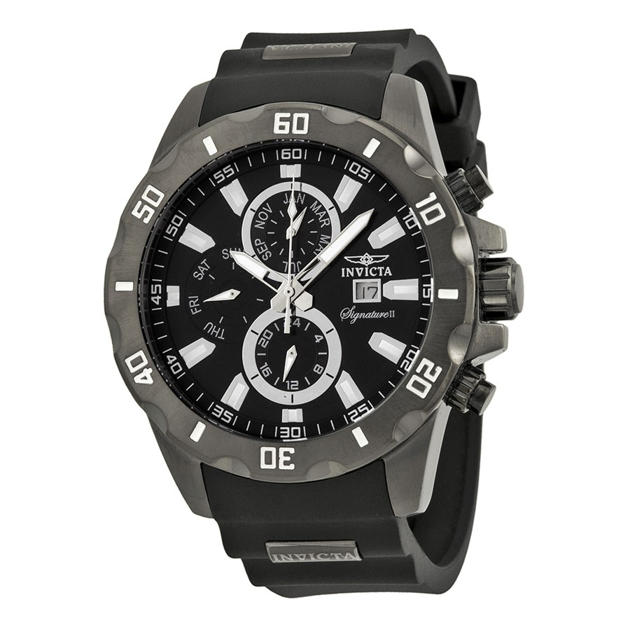 Invicta Watches : 7486 Quartz Multifunction Dial Black Polyurethane Men Watch
