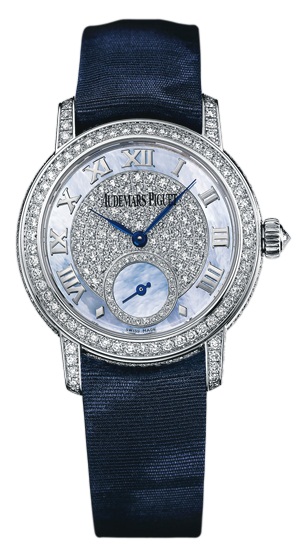 Audemars Piguet Watches : 77229BC.ZZ.A001MR.01 Manual Wind 18kt White Gold Mother Of Pearl With Diamonds Dial Blue Satin Band Women Watch