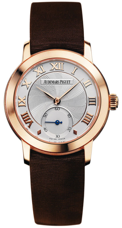 Audemars Piguet Watches : 77230OR.OO.A082MR.01 Manual Wind 18kt Rose Gold Silver Dial Brown Satin Band Women Watch