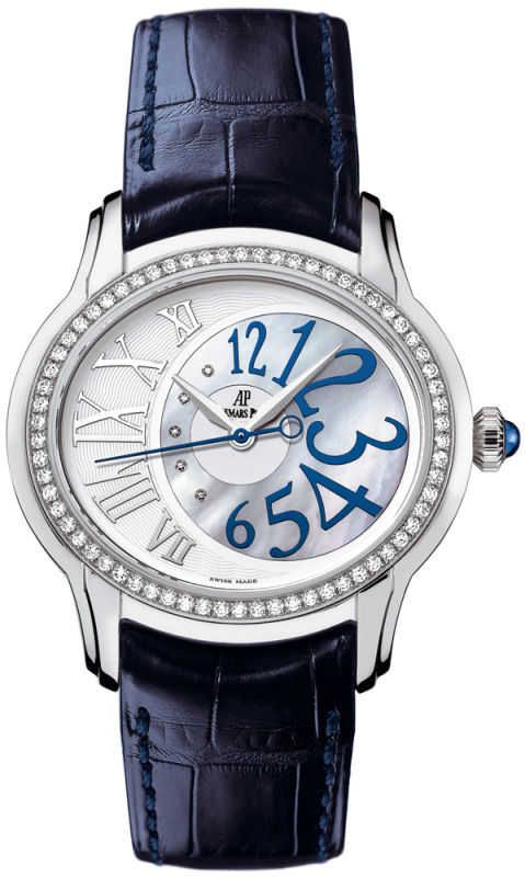 Audemars Piguet Watches : 77301BC.ZZ.D301CR.01 Automatic 18kt White Gold Mother Of Pearl Dial Blue Crocodile Leather Band Women Watch