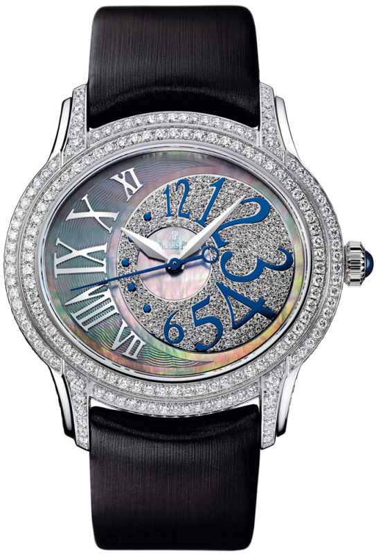 Audemars Piguet Watches : 77303BC.ZZ.D007SU.01 Automatic 18kt White Gold With Diamonds Black Mother Of Pearl Dial Black Satin Band Women Watch