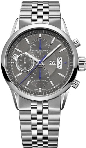 Raymond Weil Watches : 7730-ST-60021 Automatic Chronograph Gray Dial Stainless Steel Case With Silver Stainless Steel Bracelet Men Watch