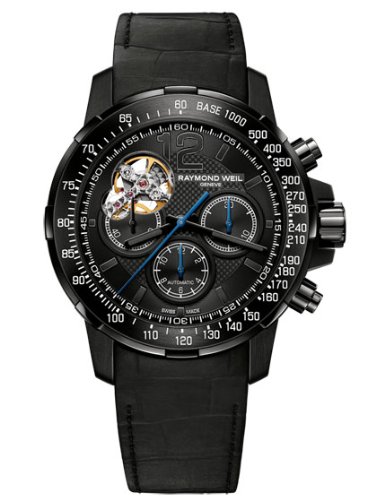Raymond Weil Watches : 7830-BK-05207 Black Dial Fixed Black Pvd With Tachymeter Markings Band Men Watch