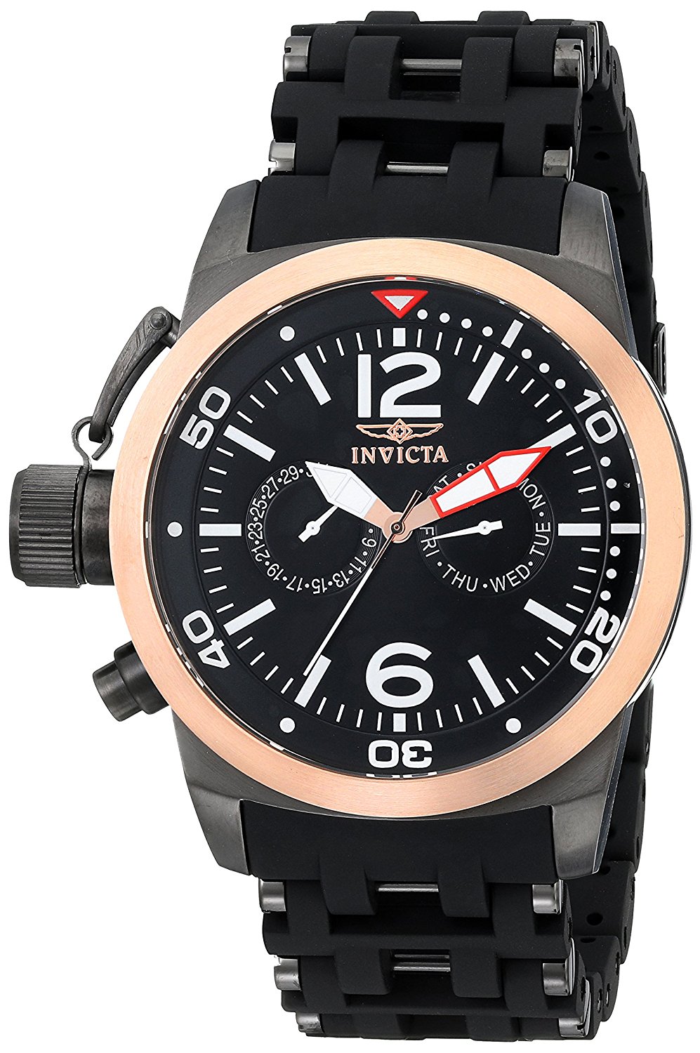 Invicta Watches : 80051 Black Dial 18kt. Gold Plated Stainless Steel Men Watch