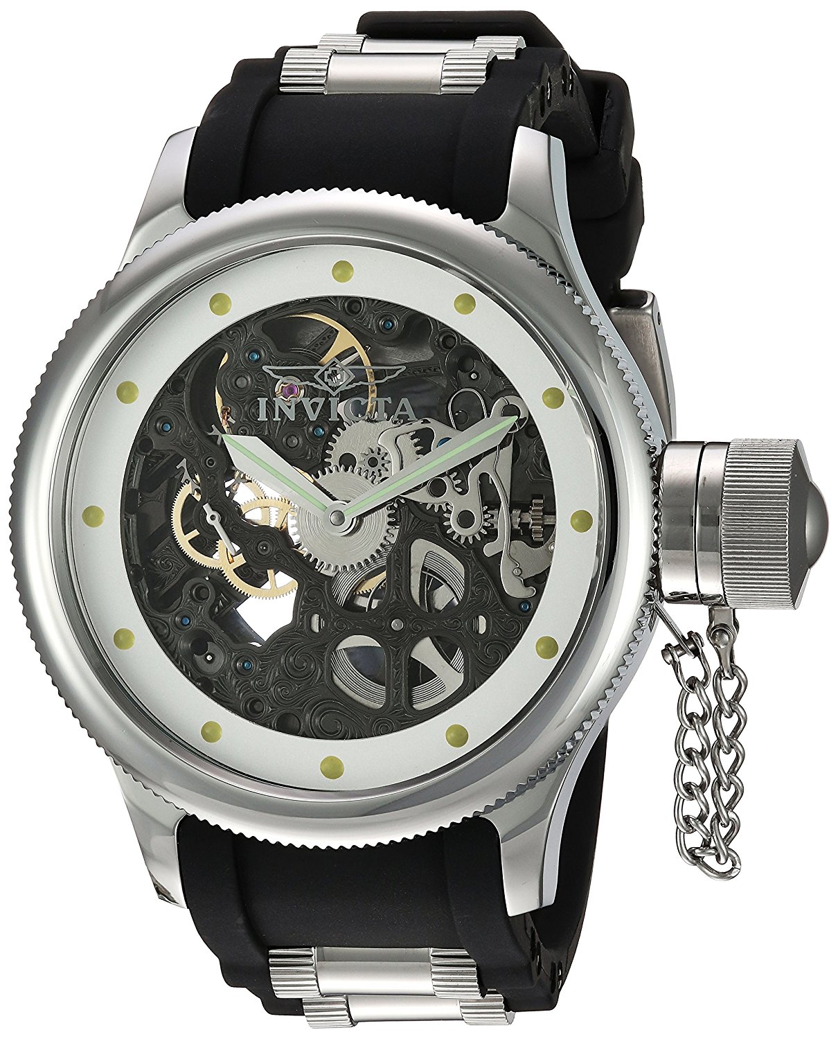 Invicta Watches : 80114 Mechanical Hand Wind Skeleton Dial Black Polyurethane Men Watch