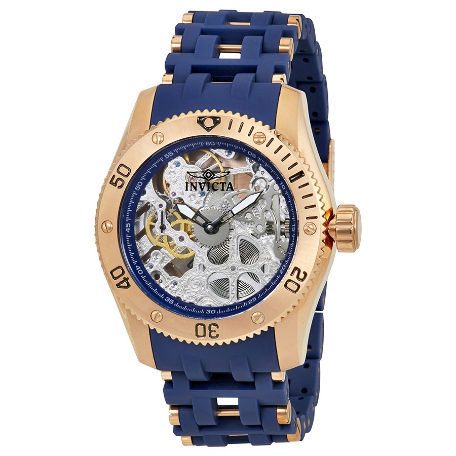 Invicta Watches : 80131 Silver Skeleton Hand Wind Men Watch