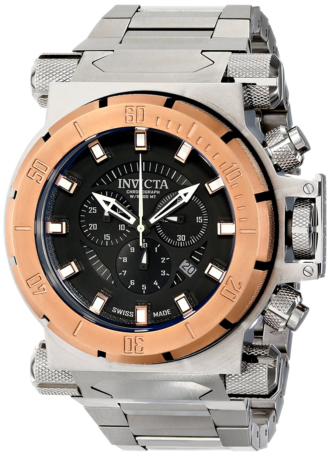 Invicta Watches : 80498 Black Dial Stainless Steel Band Men Watch