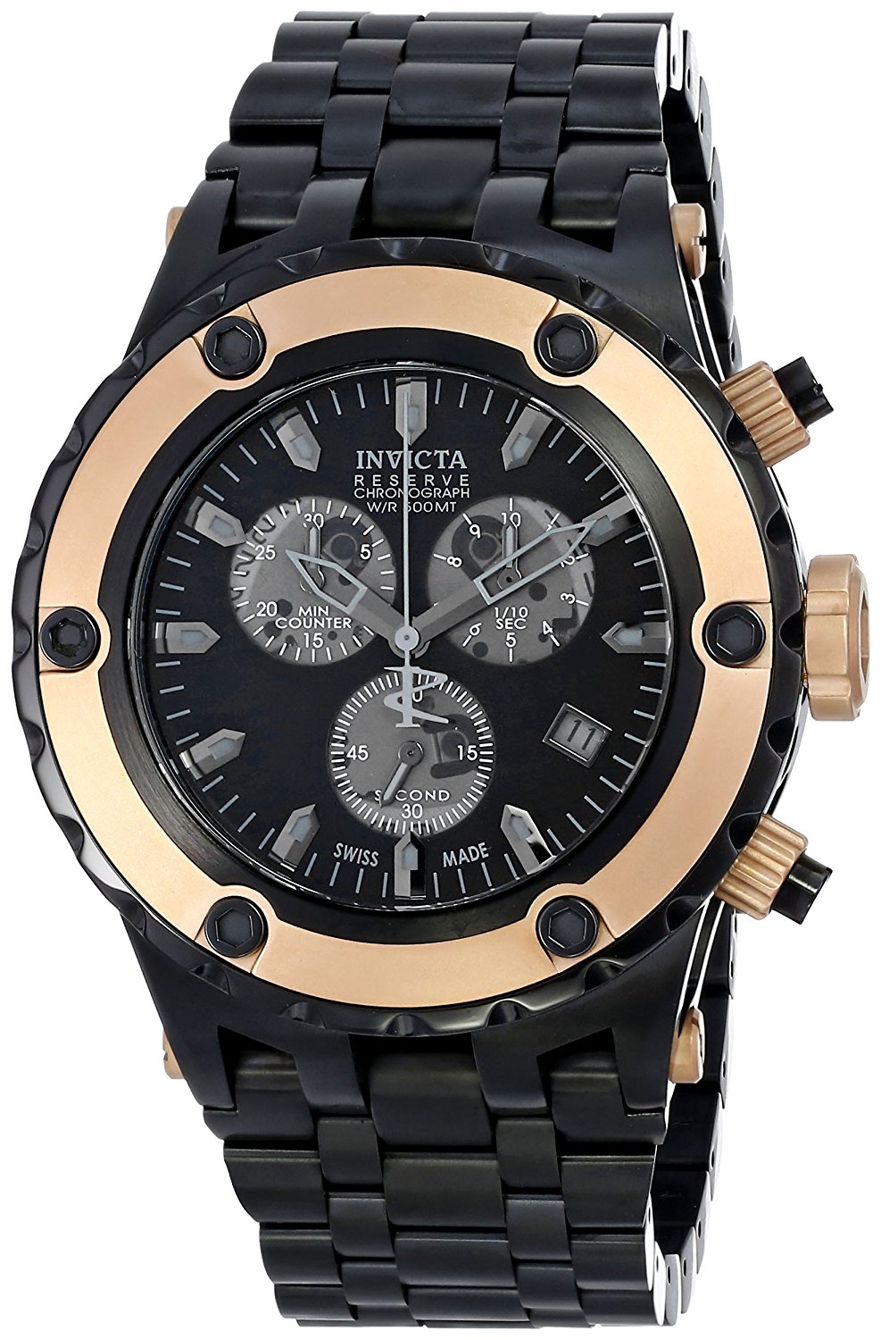 Invicta Watches : 80598 Black Dial Stainless Steel Band Men Watch