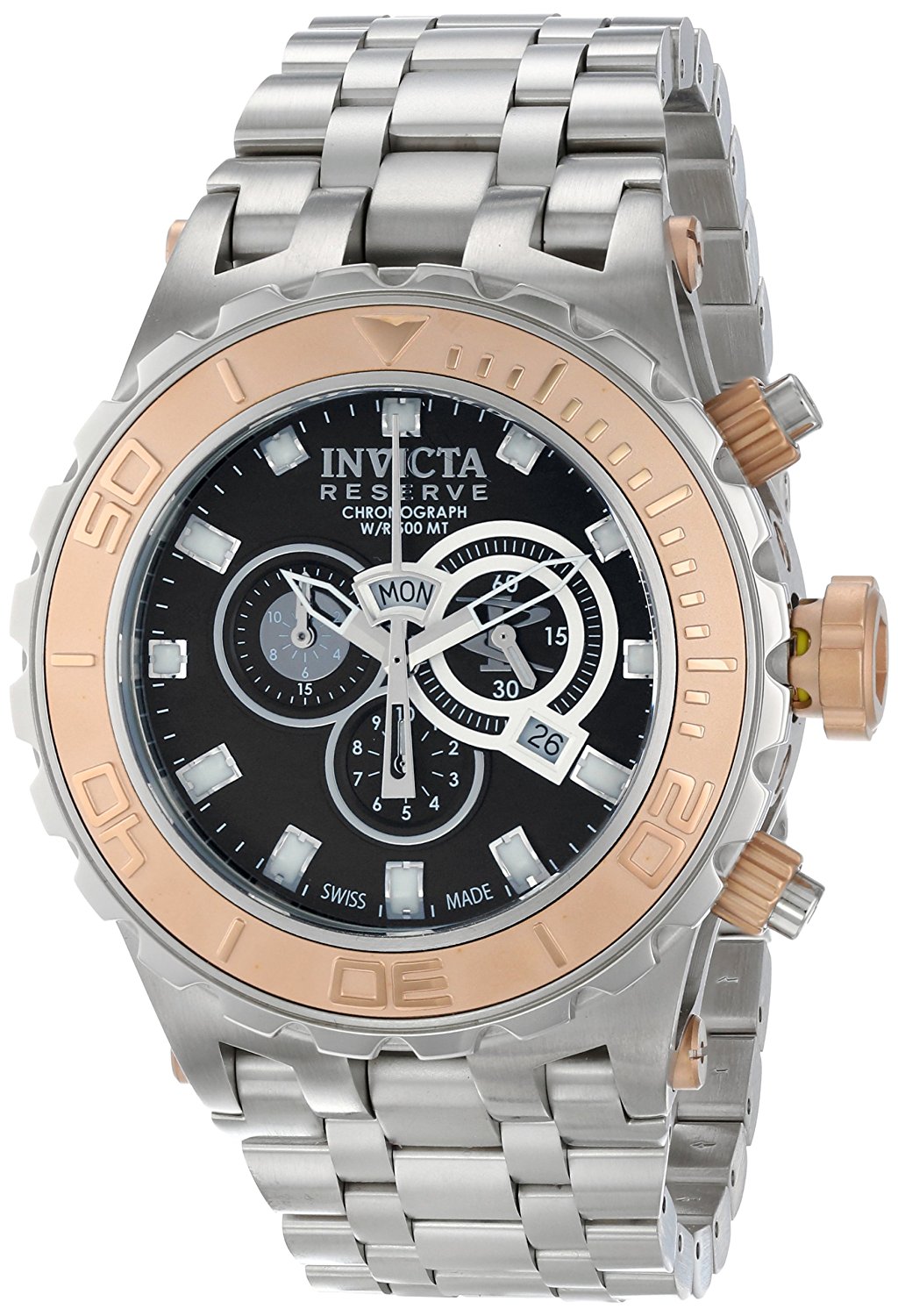 Invicta Watches : 80631 Black Dial Stainless Steel Band Men Watch