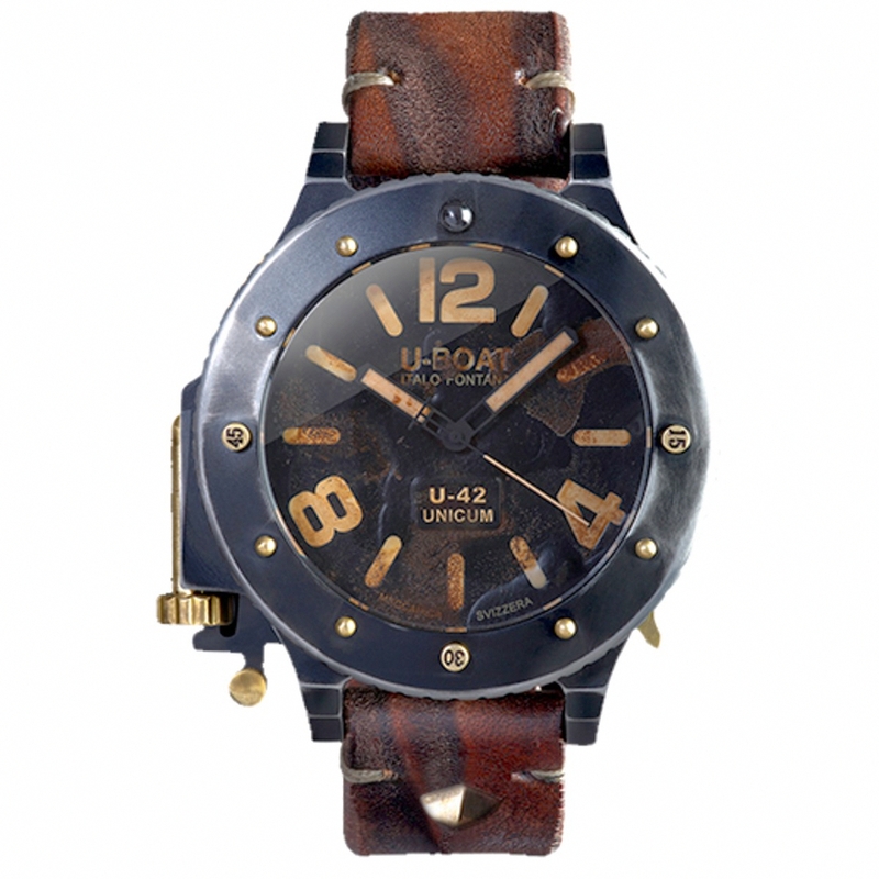 U-Boat Watches : 8088 U-42 Unicum Automatic Analog Titanium Case Brown Leather Men Watch