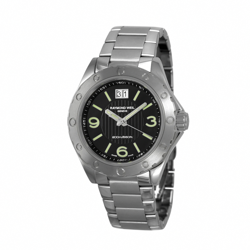 Raymond Weil Watches : 8100-ST-05207 Quartz Black Dial Stainless Steel Case With Stainless Steel Bracelet Men Watch
