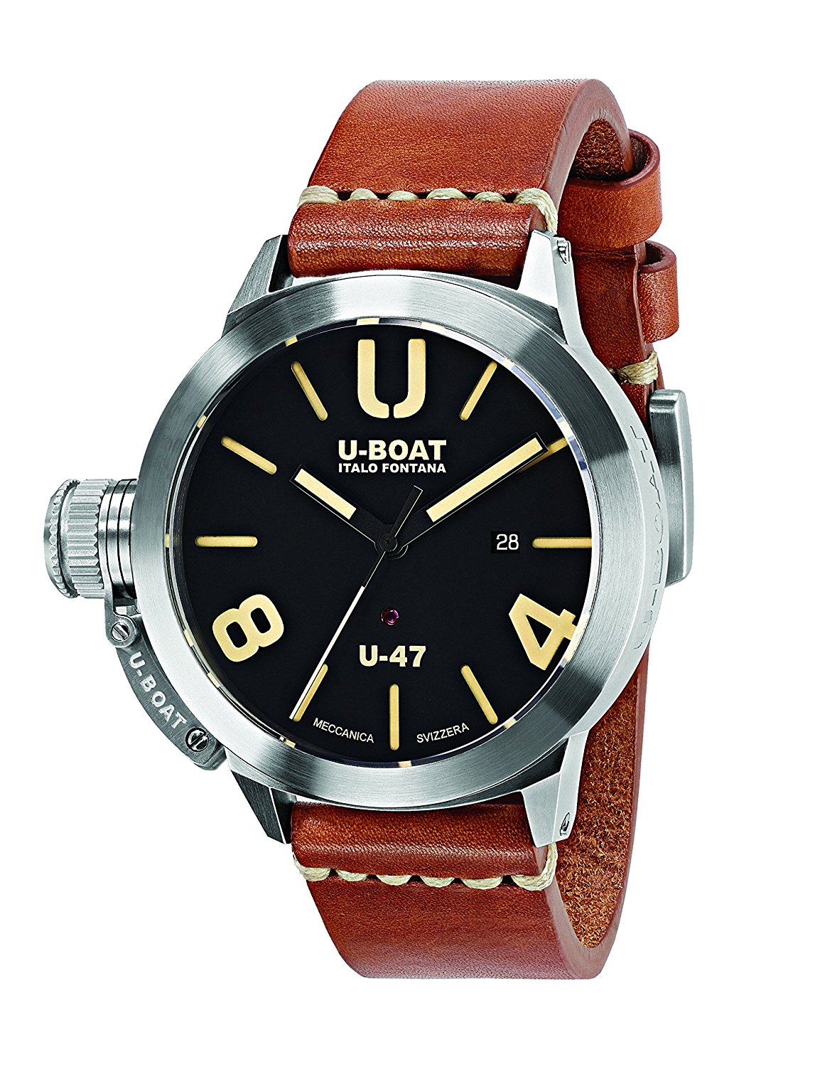 U-Boat Watches : 8105 Automatic Date Brown Leather Men Watch
