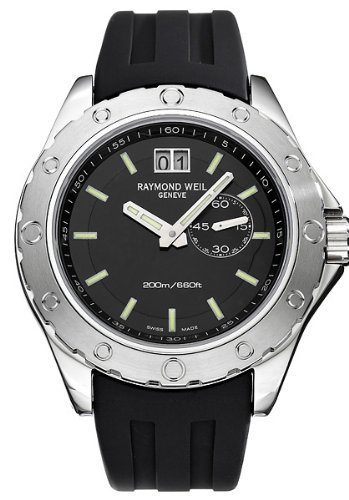 Raymond Weil Watches : 8300-SR1-20001 Quartz Black Dial Stainless Steel Case With Rubber Strap Men Watch