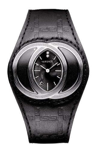 Versace Watches : 84Q99SD009S009 Quartz Analog Black Dial Black Leather Women Watch