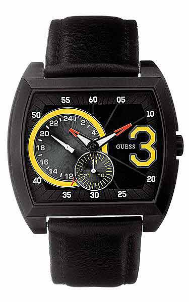 Guess Watches : 85521G1 Quartz Analog Black Leather Men Watch
