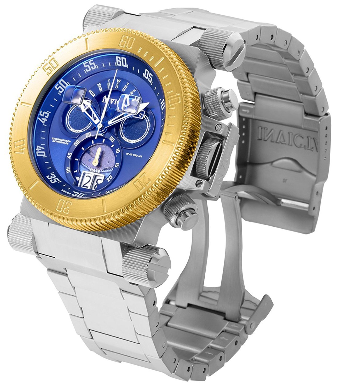 Invicta Watches : 90030 Blue Dial Stainless Steel Band Men Watch