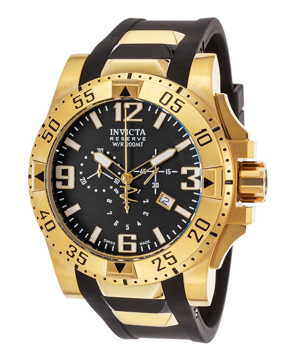 Invicta Watches : 90060 Black Dial Chronograph Date Black Polyurethane Men Watch