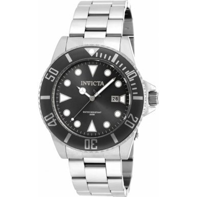 Invicta Watches : 90194 Black Dial Stainless Steel Men Watch