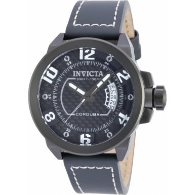 Invicta Watches : 90207 Black Dial Leather Men Watch