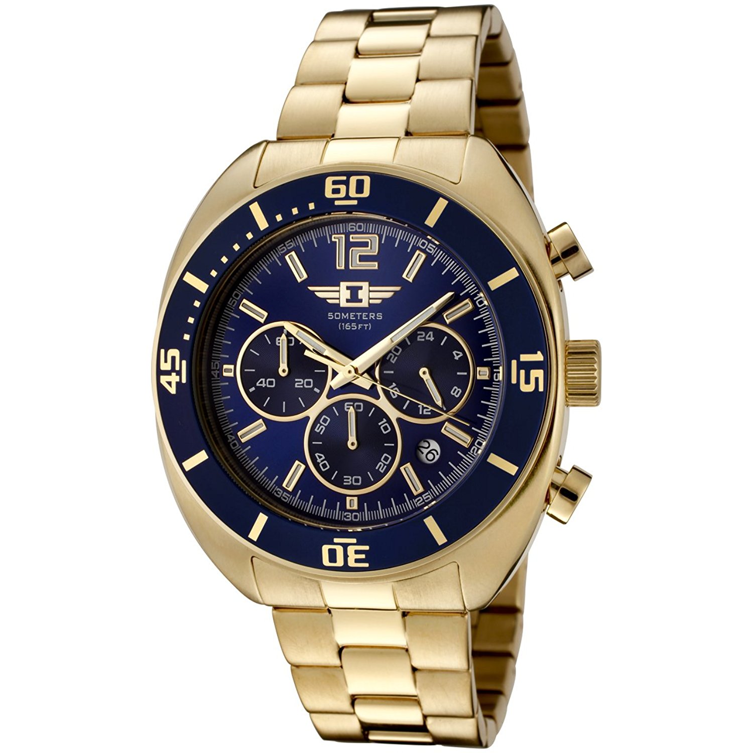 Invicta Watches : 90232-005 Blue Dial Gold-plated Stainless Steel Band Men Watch