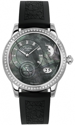 Glashutte Original Watches : 90-12-02-12-04 Automatic Stainless Steel Black Mother Of Pearl Dial Rubber Black Band Women Watch