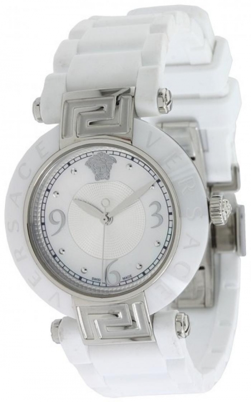 Versace Watches : 92QCS1D497-S001 Quartz Analog Mother of Pearl Dial White Rubber Women Watch