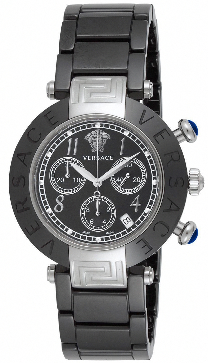 Versace Watches : 95CCS9D008SC09 Quartz Chronograph Date Black Dial Black Ceramic Women Watch