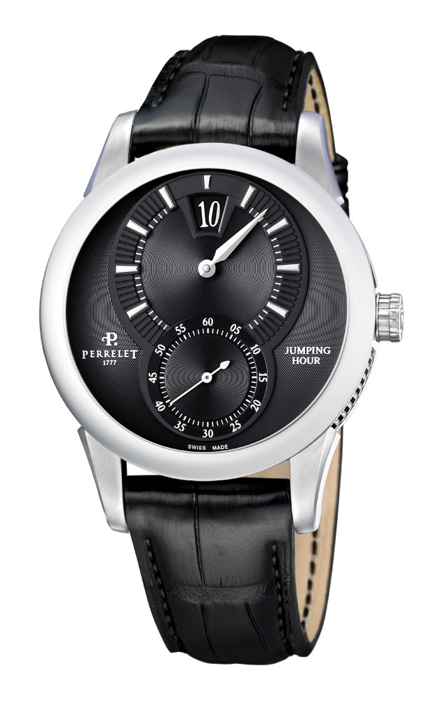 Perrelet Watches : A1037-7 Automatic Black Dial Date Leather Men Watch